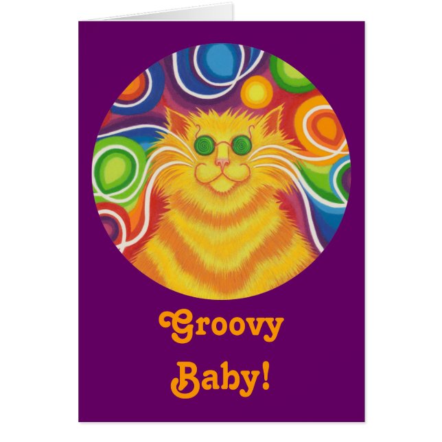 Psy-cat-delic em volta do cartão 'Groovy Baby!' ro (Frente)