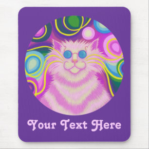 Psy-cat-delic pink  'Your Text'  purple mousepad