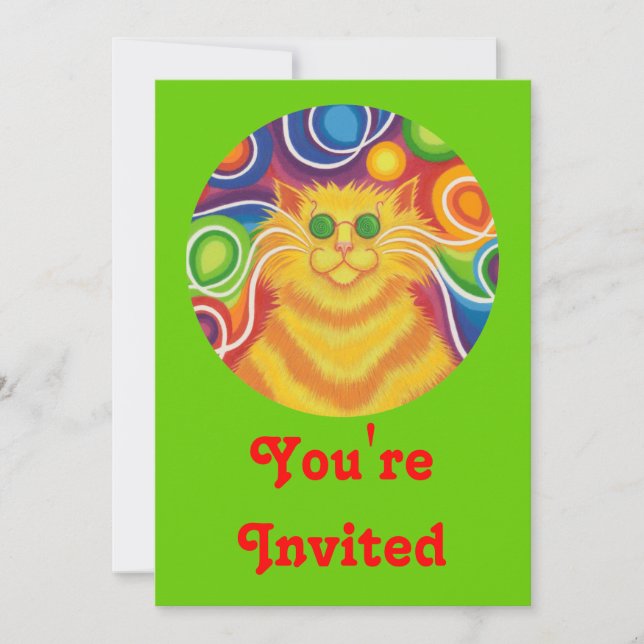 Psy-cat-delic 'Você é Convidado' convite verde (Frente)