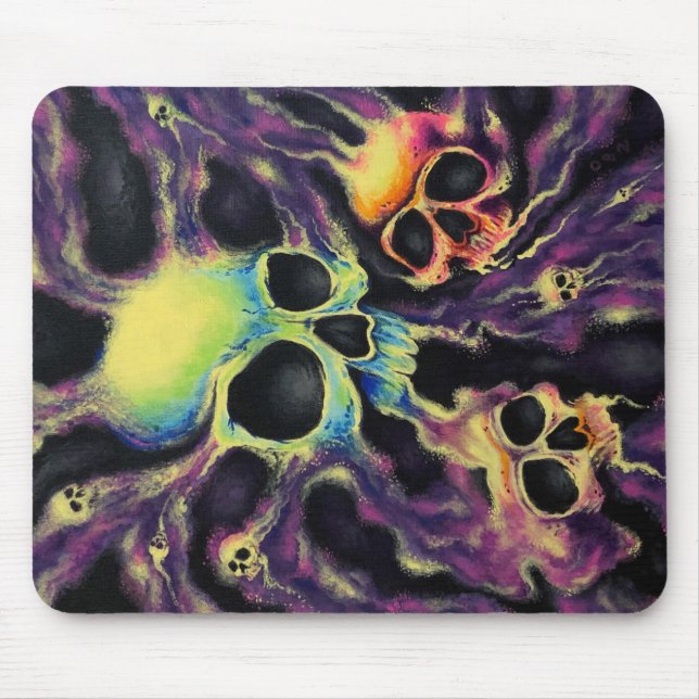 "Psychedelia" Skull Cluster Art Designer Mouse Pad (Frente)
