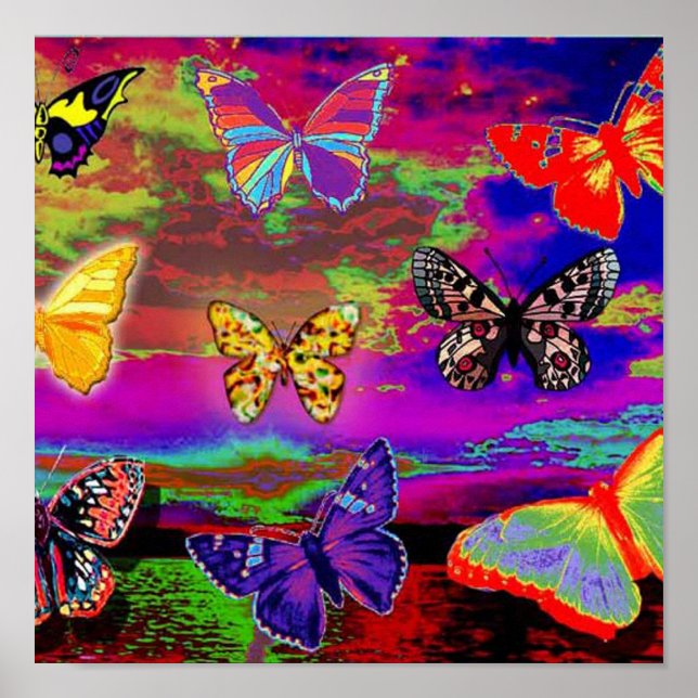 psychedelic Butterflies Poster (Frente)