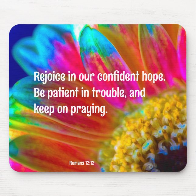 Psychedelic Daisy Romans 12:12 Mousepad (Frente)