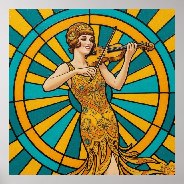 Psychedelic Guitarist Poster Vibrant Retro Music  (Frente)