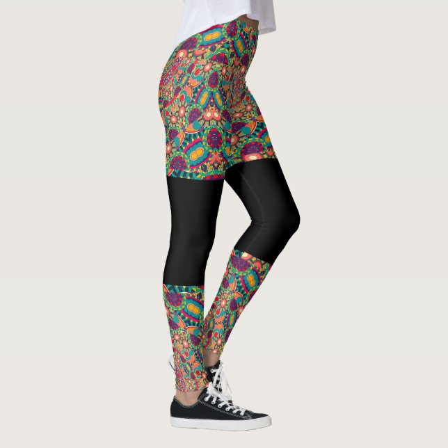 Psychedelic Millefiori Mandala Art Yoga leggings (Direita)