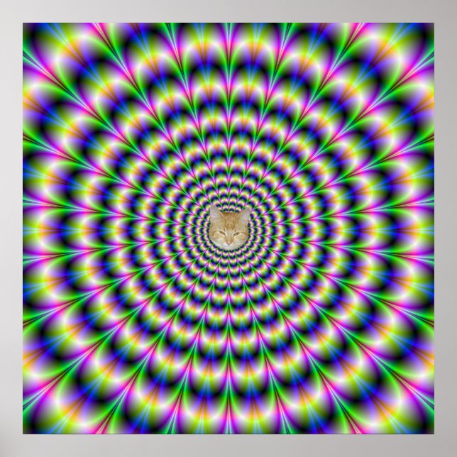 Psychedelic Pulse in Purple and Green  Poster (Frente)
