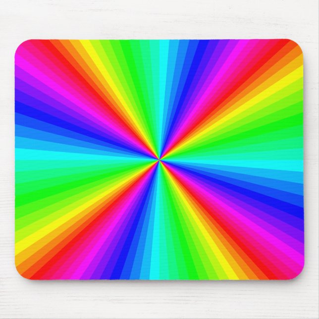 Psychedelic Rainbow Sunburst Mousepad (Frente)