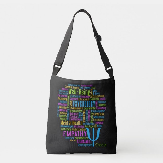 PSYCHOLOGY Word Cloud nome personalizado bolsas (Frente)