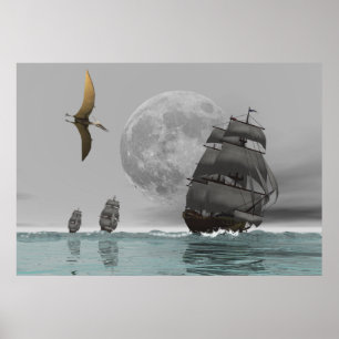 Pteranodon nos navios e na Poster da Lua