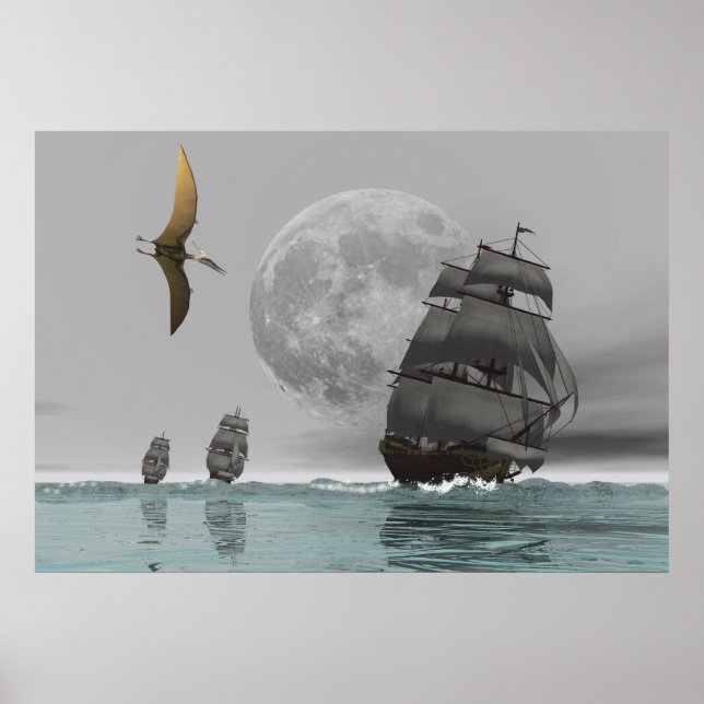 Pteranodon nos navios e na Poster da Lua (Frente)