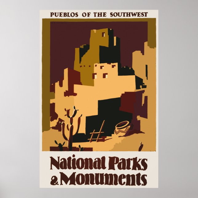 Pueblos da Poster da Viagens vintage (Frente)