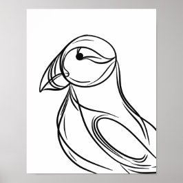 Puffin Line Art | Poster de pássaro costeiro irlan