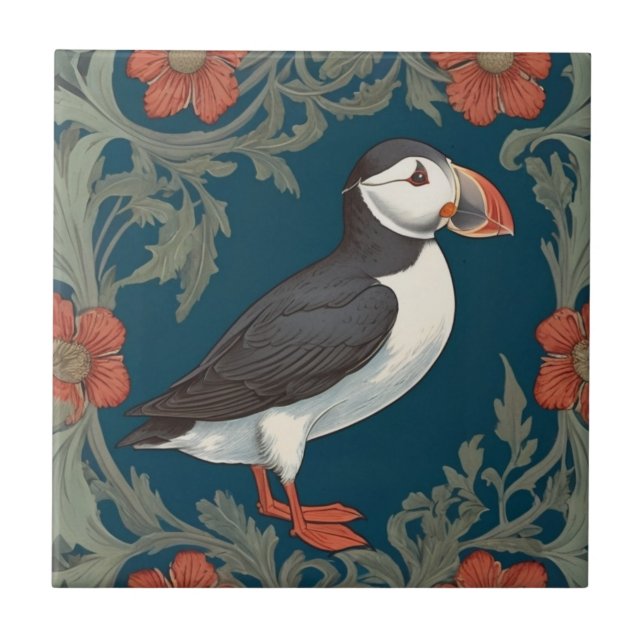 Puffin William Morris estilo Mar Direito Pássaro M (Frente)