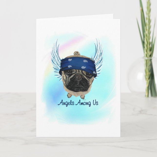 Pug Angel Dog Pet Loss Cartão de condolências (Frente)