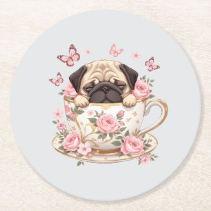 Pug Blossom Dreams Porta-copos – Bebida Cute Flora
