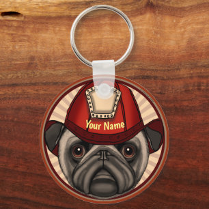 Pug Bombeiro chaveiro
