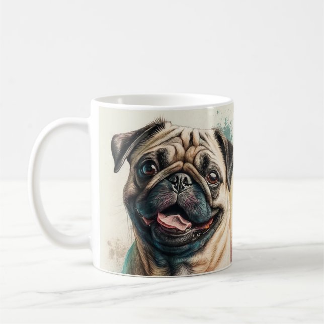 Pug cão amante caneca mãozinha (Esquerda)
