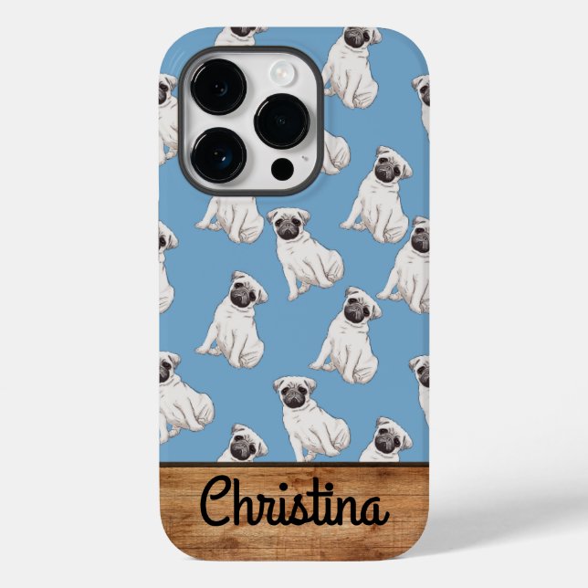 Pug Capa de telefone de nome personalizado (Verso)