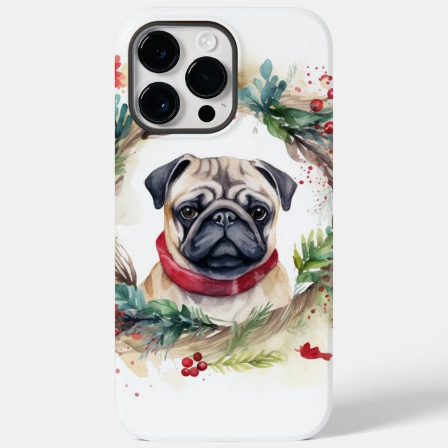 Pug Coroa de Natal Cachorro Festivo (Verso)