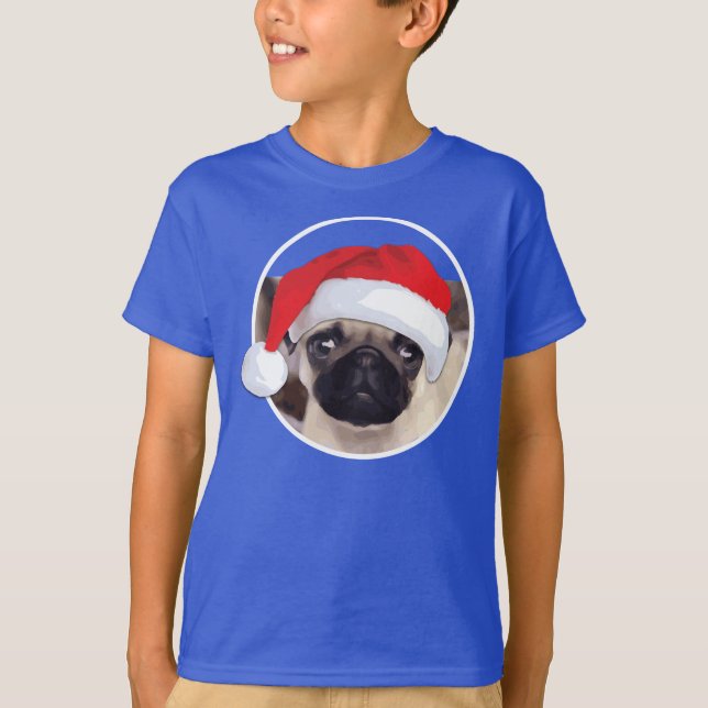 Pug de Natal - Camisa T De Mãos Básicas Para Crian (Frente)