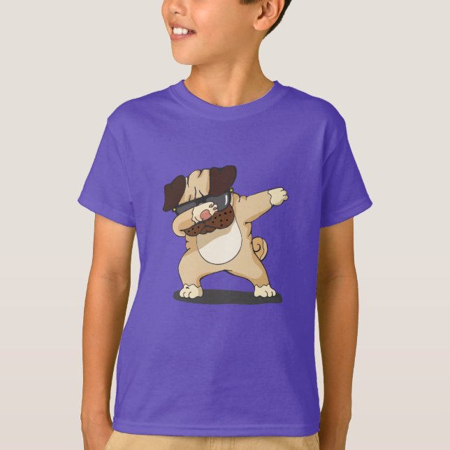 Pug de toque ligeiro legal com camisa dos óculos (Frente)