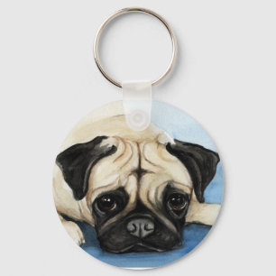 "Pug" Dog Art Chaveiro