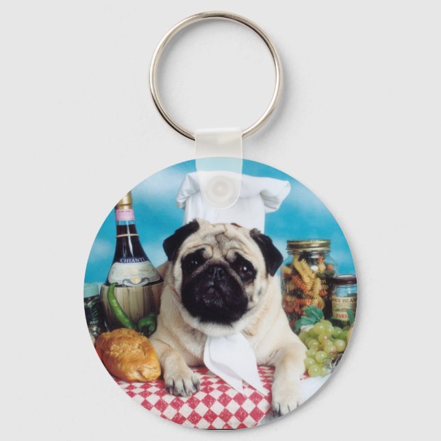 Pug Dog Chef Chaveiro (Frente)
