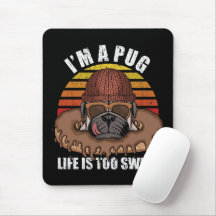 Pug dog com o design Mouse Pad retro do rosquinha