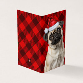 Pug Dog Holiday Red Buffalo Plaid Christmas