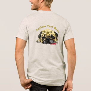 Pug Dog T-Shirt Engraçado com Texto Personalizado