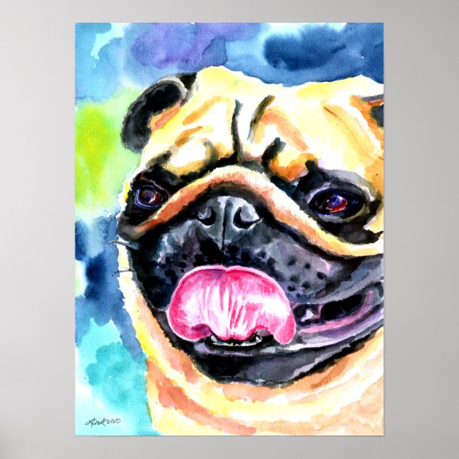 Pug Dog Wall Impressão (Frente)