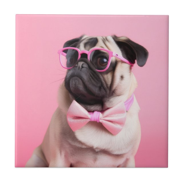 pug dog wearing bow (Frente)