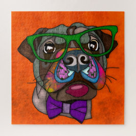 Pug em óculos escuros rosto feio Quebra-cabeça