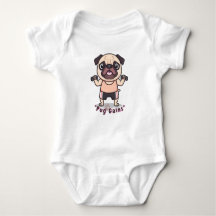 Pug ganha camiseta bebê - Pug bonito e engraçado