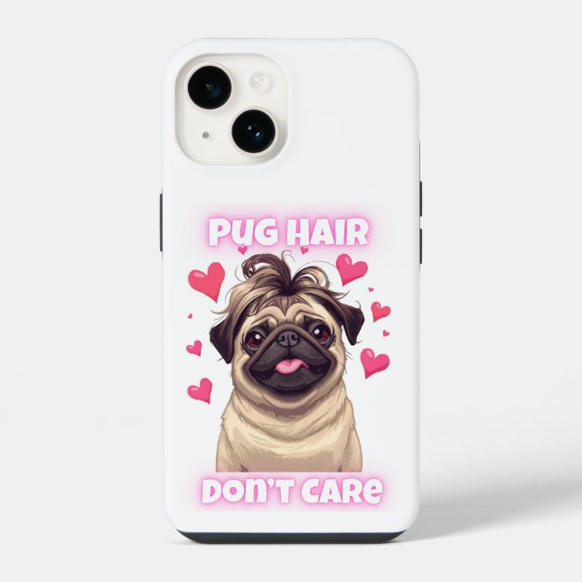 Pug Hair Não se importa - capas de iphone Engraçad (Verso)