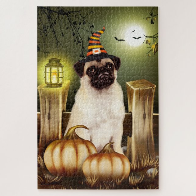Pug Halloween Quebra-cabeça (Vertical)