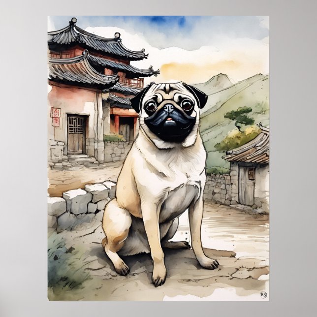 Pug - Impressão de Arte Canina (Frente)