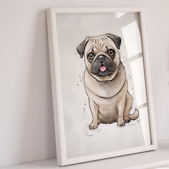 Pug | Impressão de cães | Impressão de Arte Canina (Pug Dog Art Print)