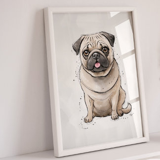 Pug | Impressão de cães | Impressão de Arte Canina