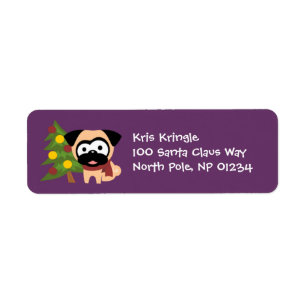 Pug Jaunty com etiquetas de endereço do remetente