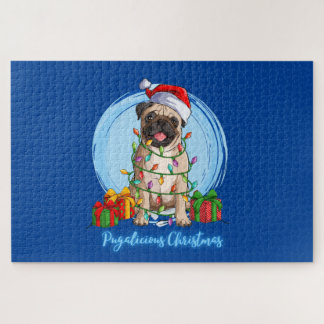 Pug na Quebra-cabeça de Natal