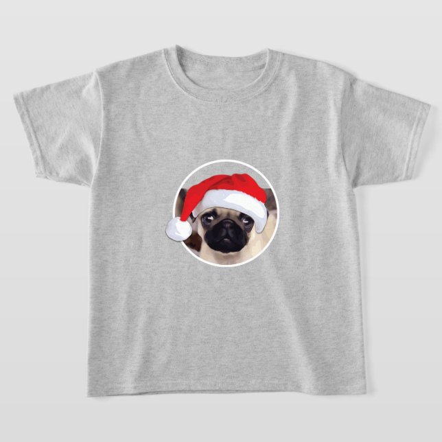 Pug Natal - Camisa Básica Para Crianças (Postura )