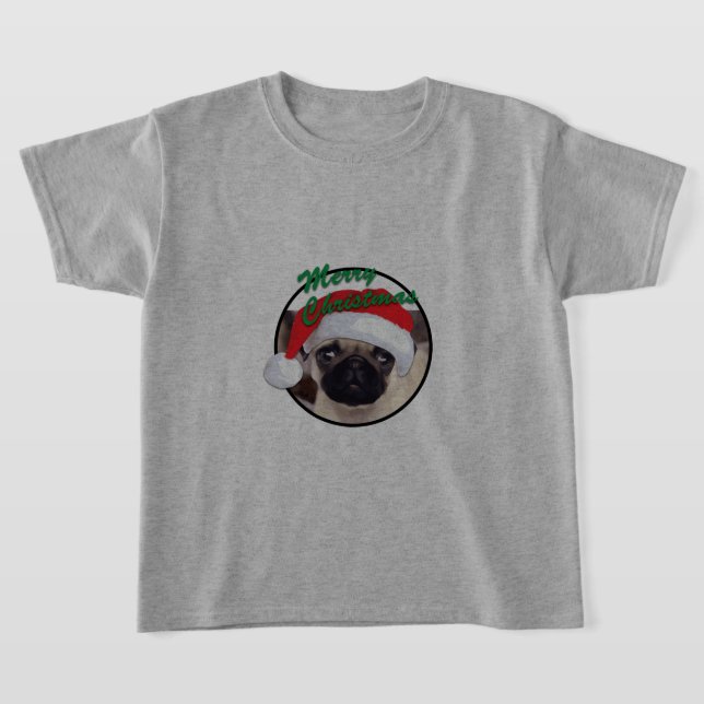 Pug Natal - Camisa Básica Para Crianças (Postura )