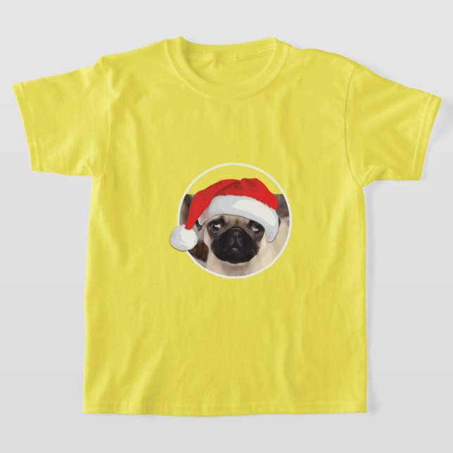 Pug Natal - Camisa Básica Para Crianças (Postura )