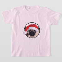 Pug Natal - Camisa Básica Para Crianças