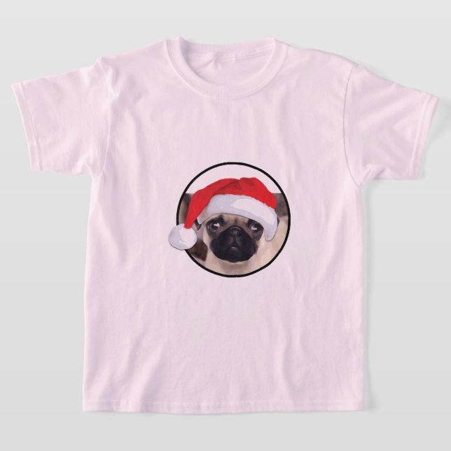 Pug Natal - Camisa Básica Para Crianças (Postura )