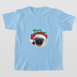 Pug Natal - Camisa Básica Para Crianças