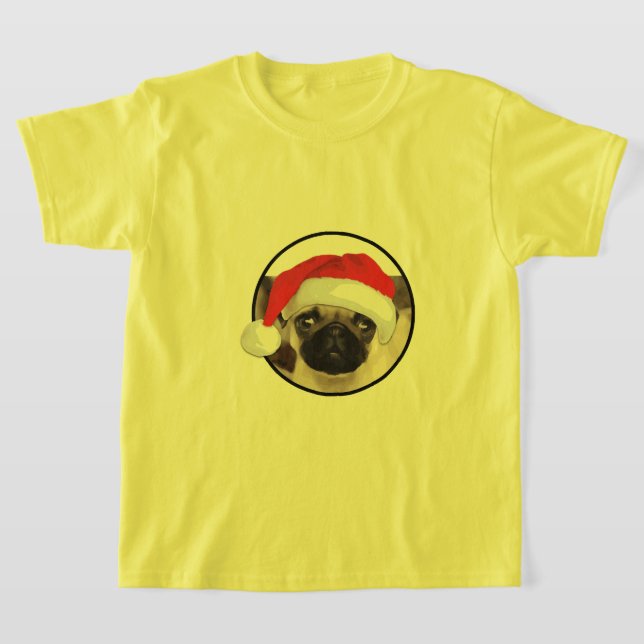 Pug Natal - Camisa Básica Para Crianças (Postura )