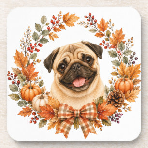 Pug Outono Grinalda Porta-copos