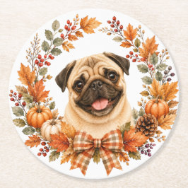 Pug Outono Grinalda Porta-Copos