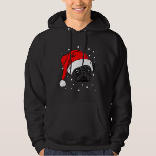 Pug preto bonito em natal que Camisa Longa 410